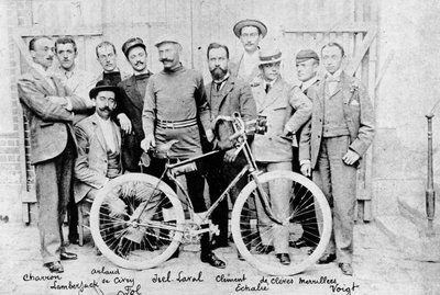 The Racing cyclist Jiel-Laval with his bicycle Clement, 2nd in the race Paris-Brest by French Photographer